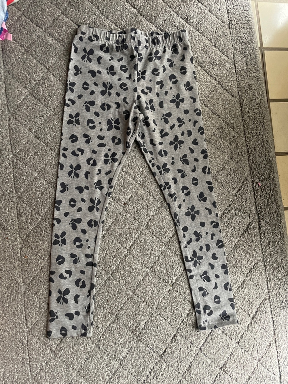 Carter's Gray Leggings with Black Floral Spot Print